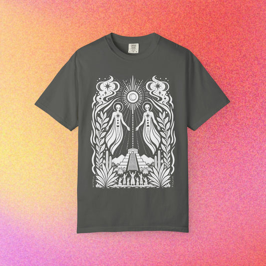 Twin Gods of Wisdom | Ancient Alien Sun & Moon Graphic Tee | Oracle Series