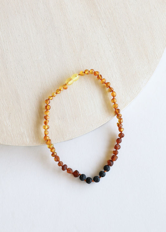 Raw Ombre Baltic Amber + Lava | Necklace