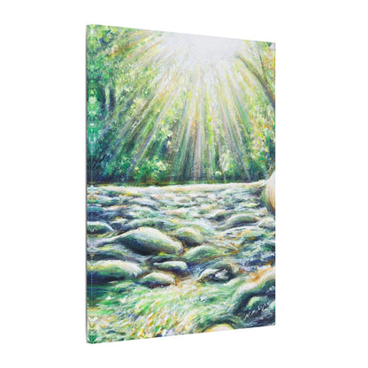 Sunlit River Canvas Print | Go Outside | Nature Wall Art, Bright Forest Stream