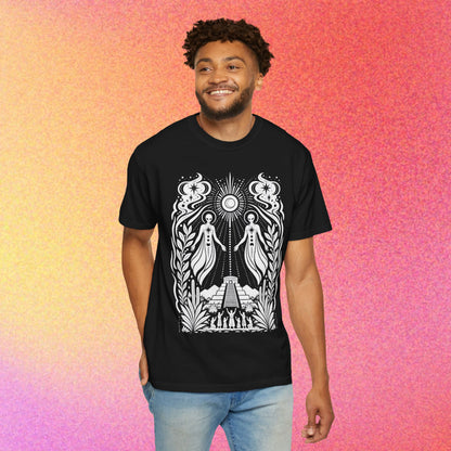 Twin Gods of Wisdom | Ancient Alien Sun & Moon Graphic Tee | Oracle Series