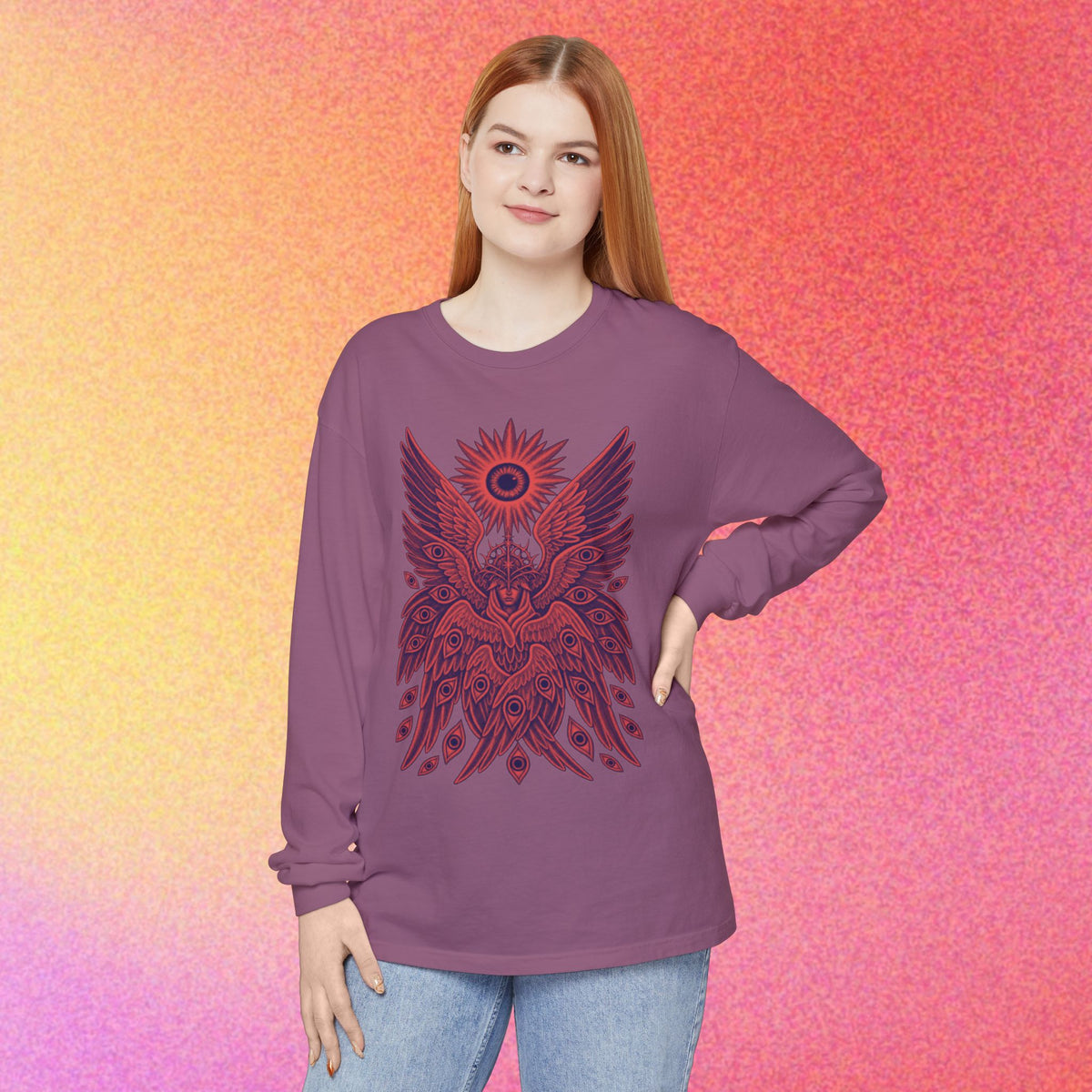 Seraphim | Biblical Angel Thorn Crown | Long Sleeve Graphic T-Shirt