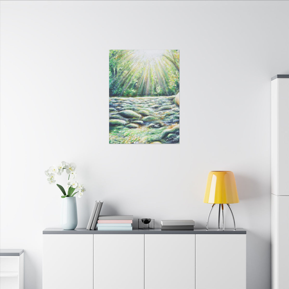 Sunlit River Canvas Print | Go Outside | Nature Wall Art, Bright Forest Stream