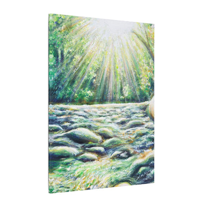 Sunlit River Canvas Print | Go Outside | Nature Wall Art, Bright Forest Stream
