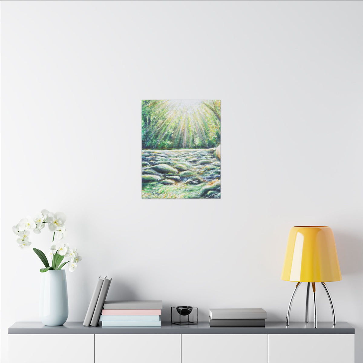 Sunlit River Canvas Print | Go Outside | Nature Wall Art, Bright Forest Stream