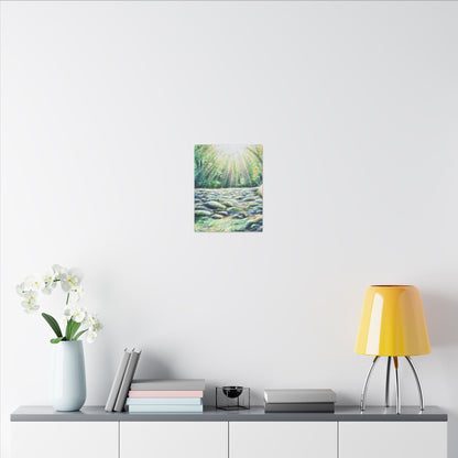 Sunlit River Canvas Print | Go Outside | Nature Wall Art, Bright Forest Stream