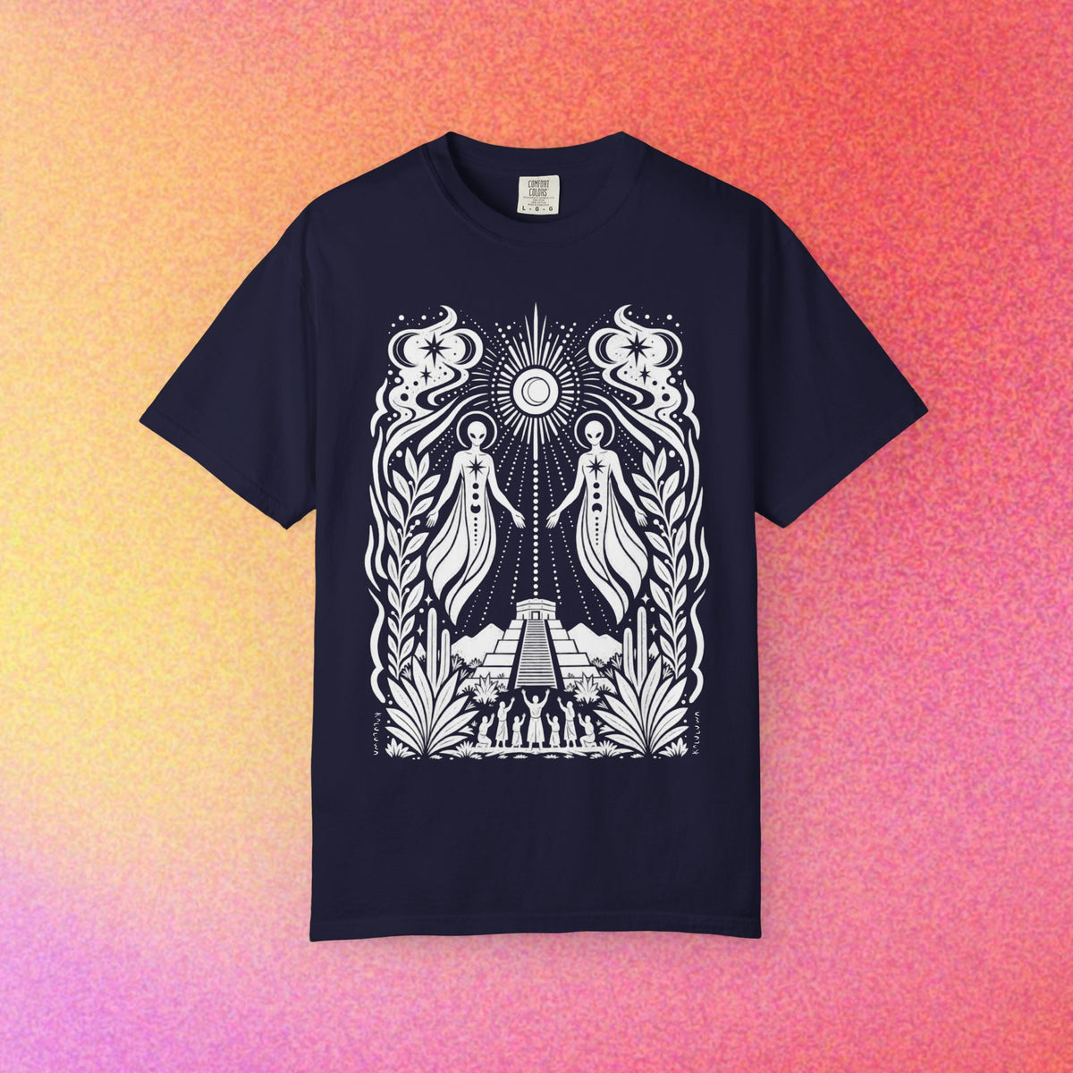 Twin Gods of Wisdom | Ancient Alien Sun & Moon Graphic Tee | Oracle Series
