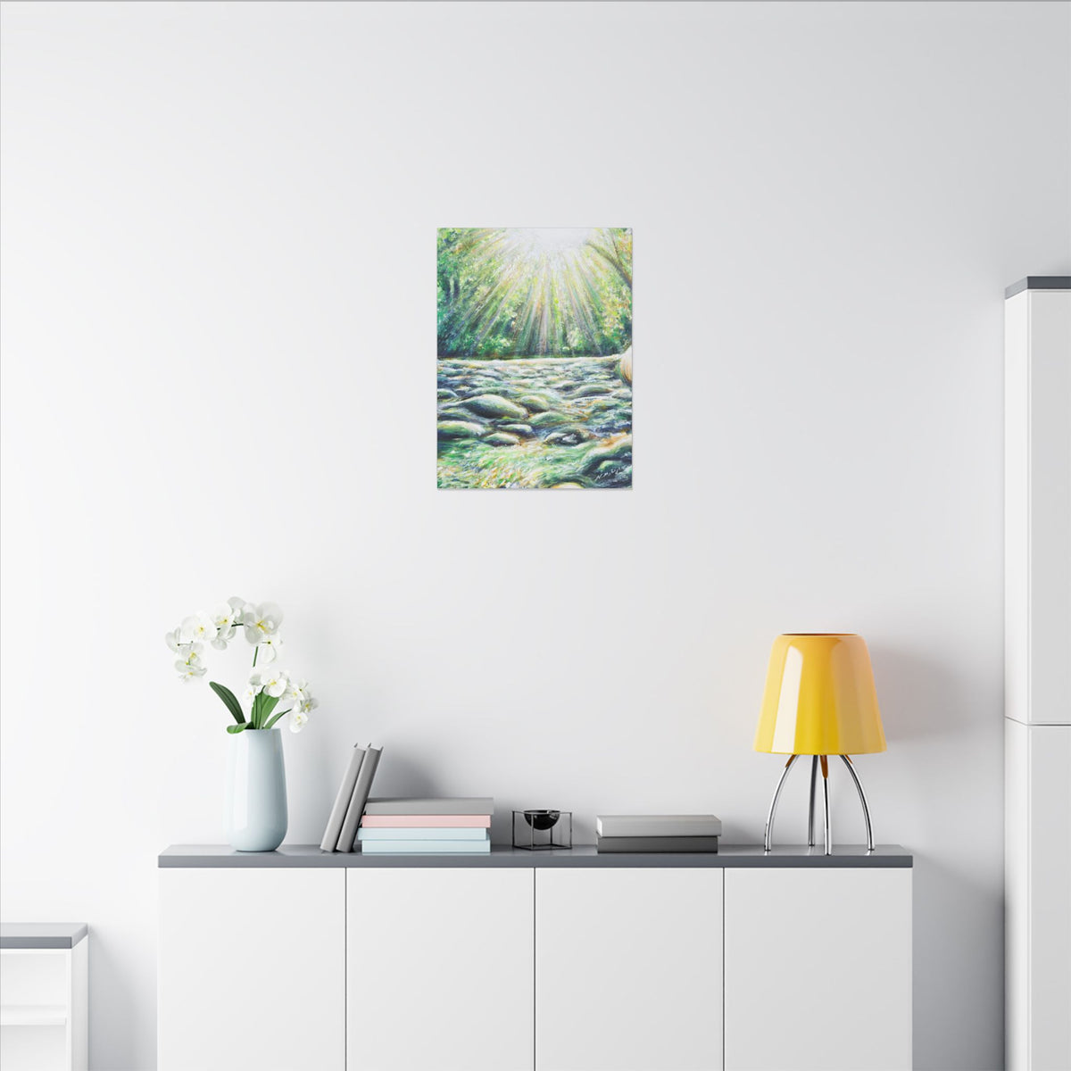 Sunlit River Canvas Print | Go Outside | Nature Wall Art, Bright Forest Stream