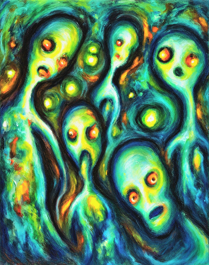 They Were here | E.T. Apparitions | Canvas Art — Vibrant Abstract Paranormal Wall Decor