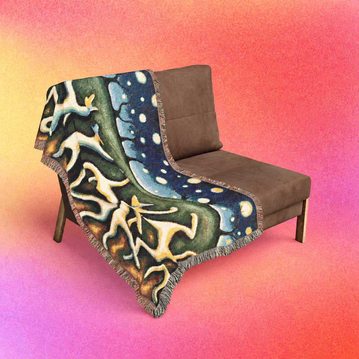 Moonlit Dancers | Abstract Surreal Art Woven Cotton Throw Blanket
