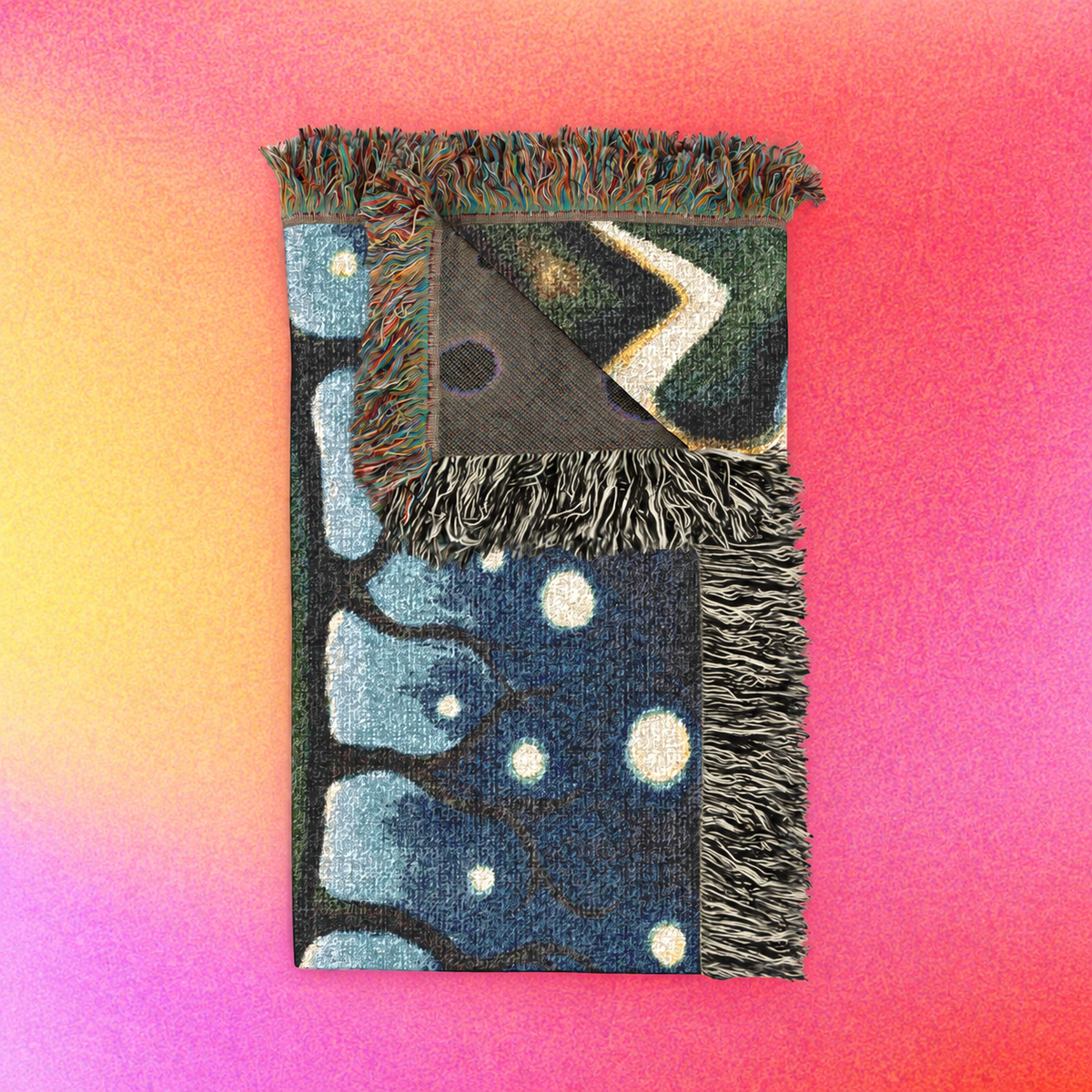 Moonlit Dancers | Abstract Surreal Art Woven Cotton Throw Blanket