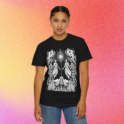 Twin Gods of Wisdom | Ancient Alien Sun & Moon Graphic Tee | Oracle Series