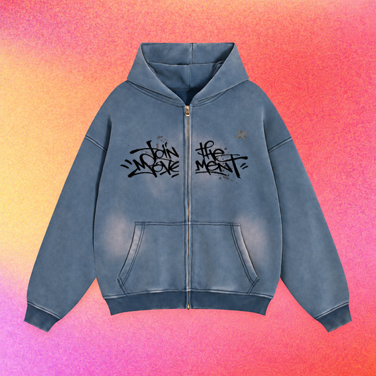 Join the Movement | Sun-Faded Boxy Two-Way Zip Hoodie