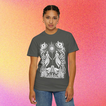 Twin Gods of Wisdom | Ancient Alien Sun & Moon Graphic Tee | Oracle Series