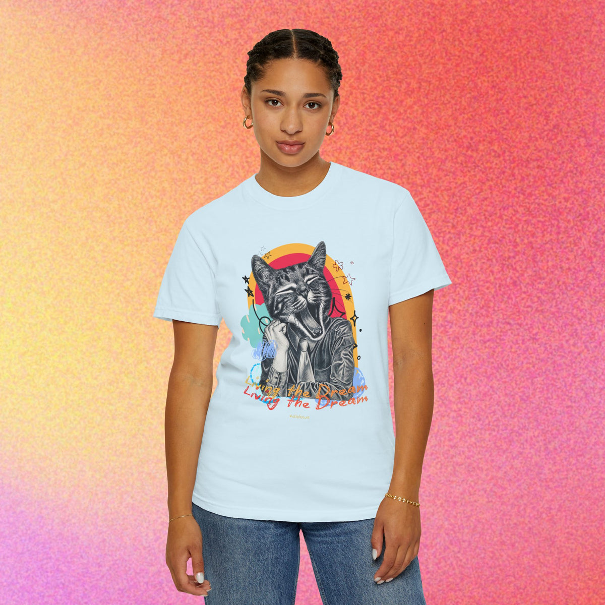 Living the Dream | Funny Tired Cat Graphic T-Shirt