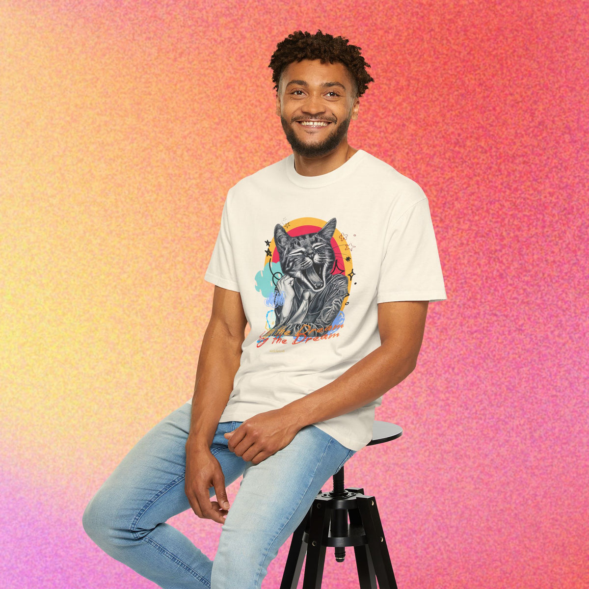 Living the Dream | Funny Tired Cat Graphic T-Shirt
