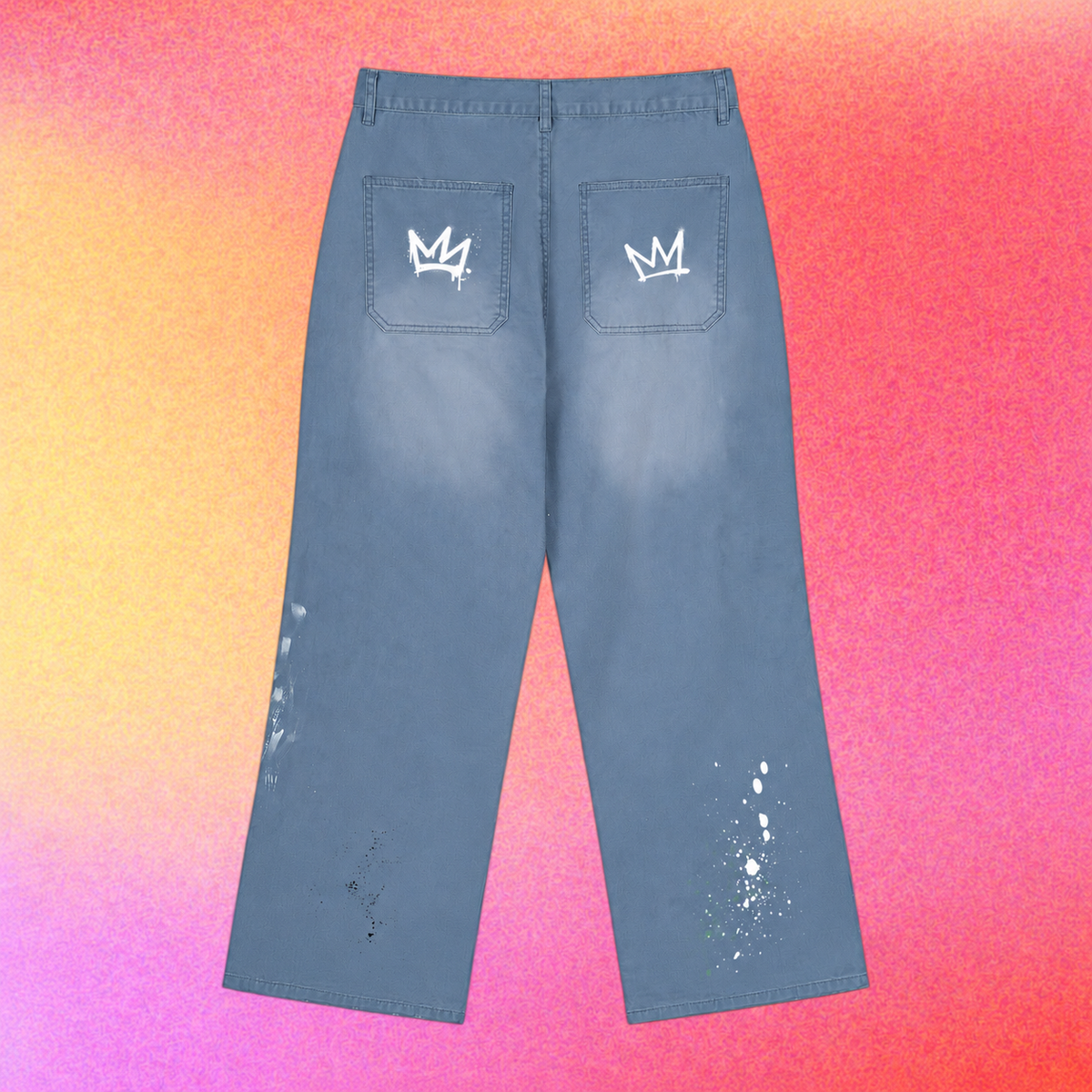 Paint Splatter Jeans | Vintage Washed Straight-Leg Denim