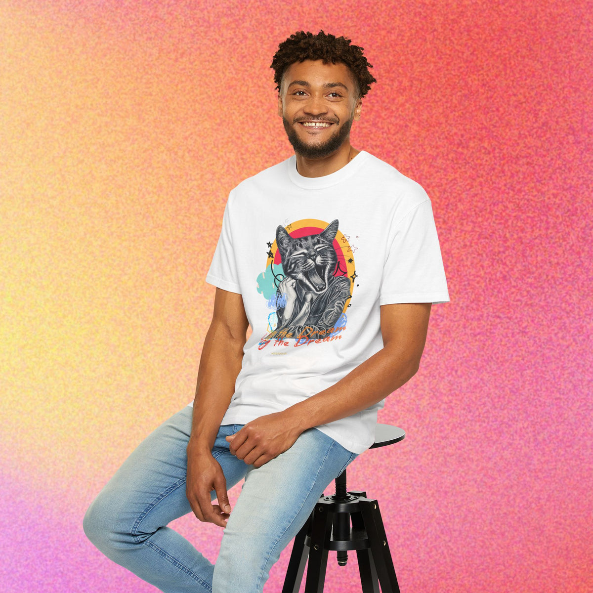 Living the Dream | Funny Tired Cat Graphic T-Shirt