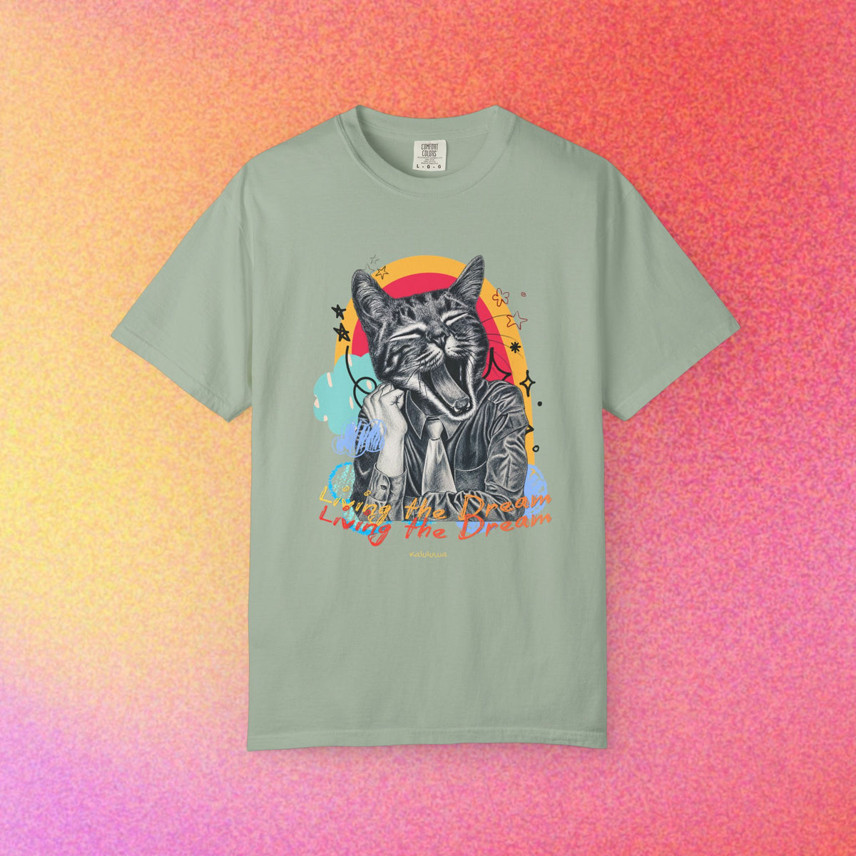 Living the Dream | Funny Tired Cat Graphic T-Shirt