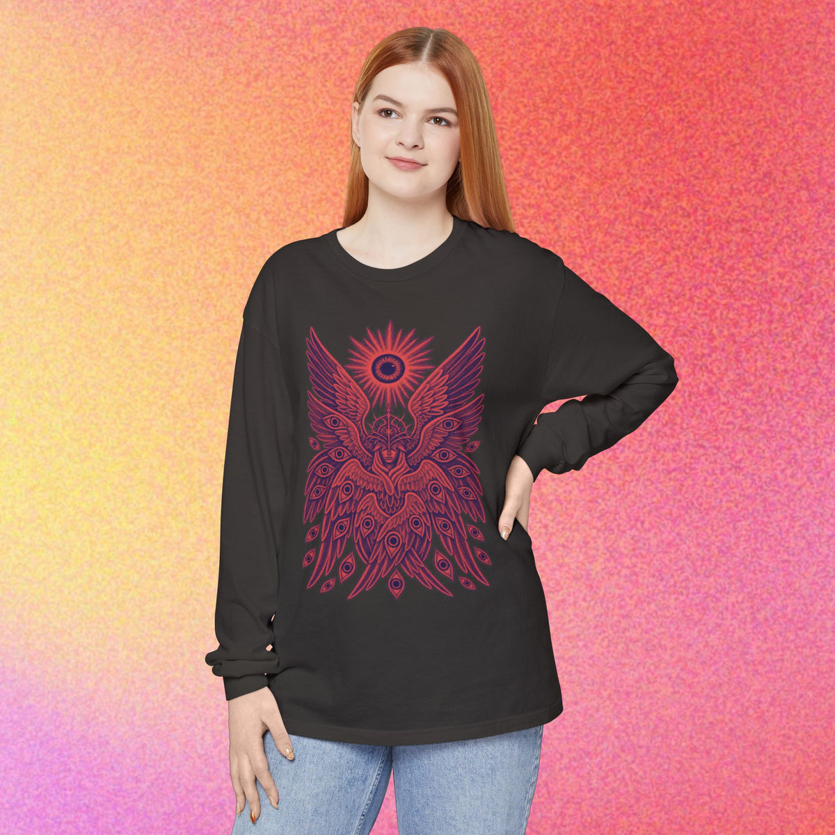 Seraphim | Biblical Angel Thorn Crown | Long Sleeve Graphic T-Shirt