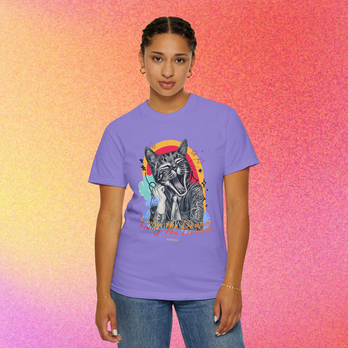 Living the Dream | Funny Tired Cat Graphic T-Shirt