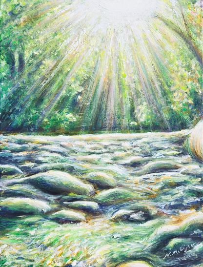 Sunlit River Canvas Print | Go Outside | Nature Wall Art, Bright Forest Stream