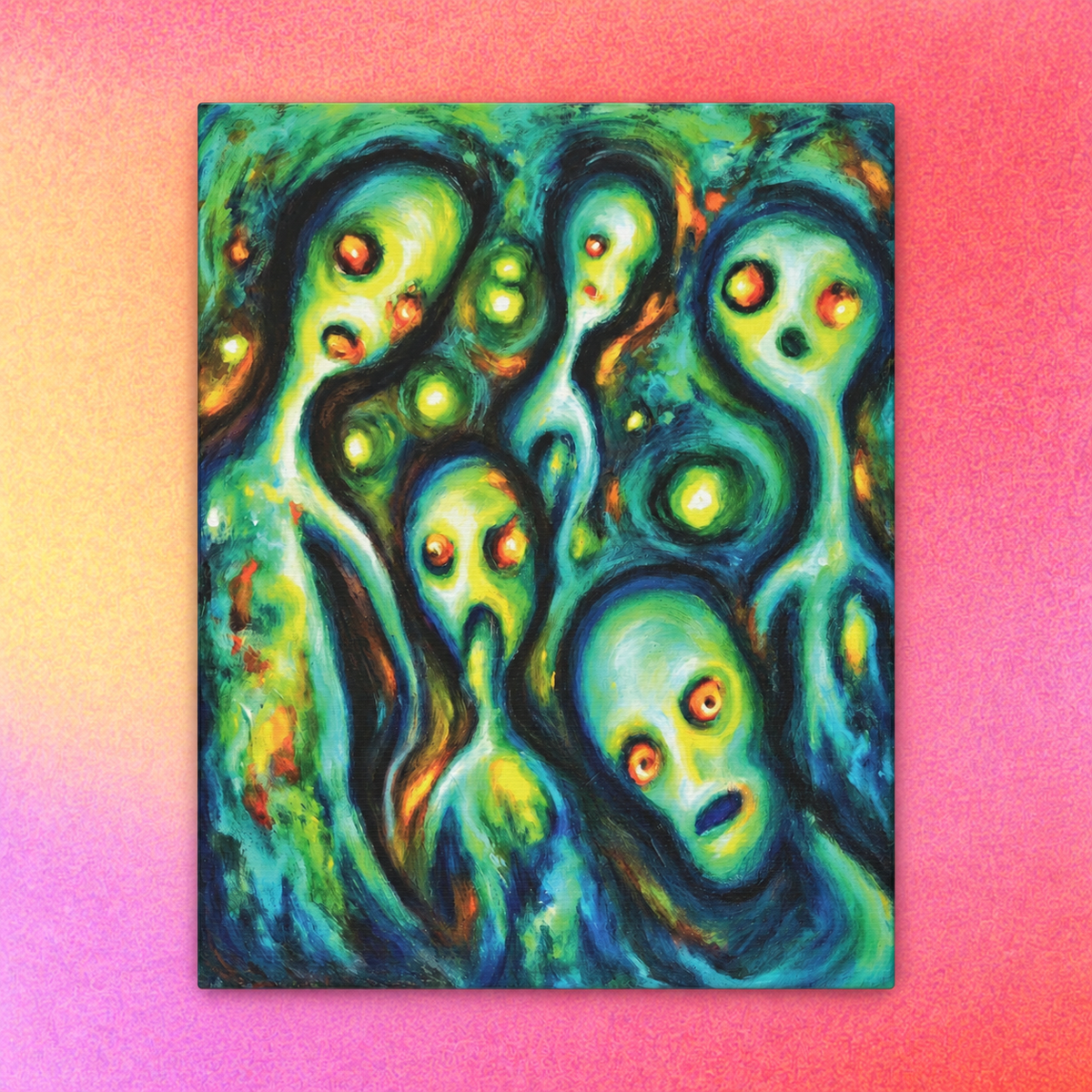 They Were here | E.T. Apparitions | Canvas Art — Vibrant Abstract Paranormal Wall Decor