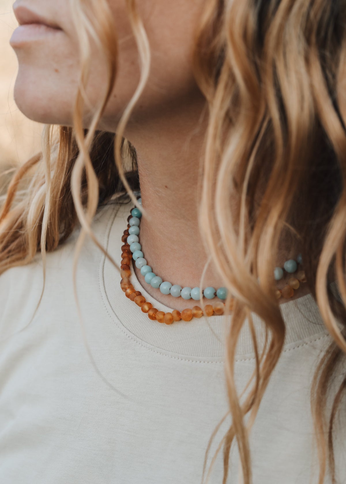 Raw Baltic Amber + Sunflower | Necklace |